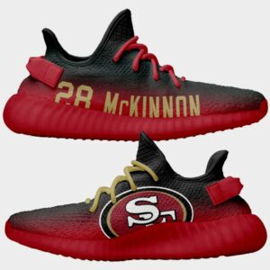 49ers Jerick McKinnon NFL X Yeezy Boost Men's Shoes - Red San Francisco 49ers #28 Jerick McKinnon Red Shoes