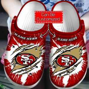 Football Ripped Through Crocband Clog Trending In 2022 49Ers Football